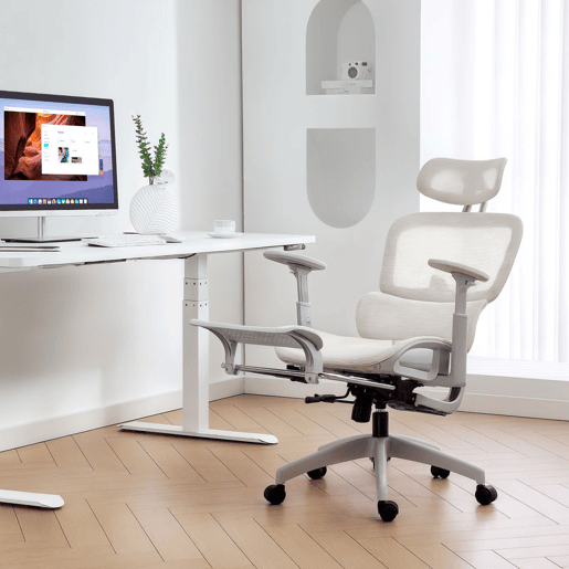 HOMCOM Cadeira de Escritório Ergonómica de Rede, Cadeira de Secretária com Apoios de Braços 3D, Reclinável até 135°, Encosto de Cabeça Ajustável, Encosto Alto, Suporte Lombar, Apoio para os Pés, Altura Ajustável, Bege HOMCOM Cadeira de Escritório Ergonómica de Rede, Cadeira de Secretária com Apoios de Braços 3D, Reclinável até 135°, Encosto de Cabeça Ajustável, Encosto Alto, Suporte Lombar, Apoio para os Pés, Altura Ajustável, Bege