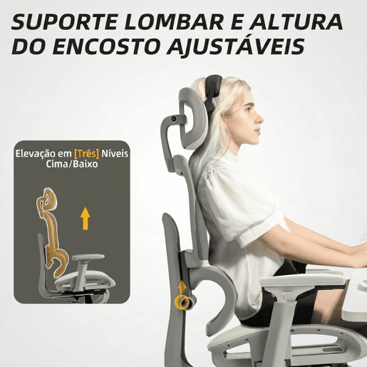 HOMCOM Cadeira de Escritório Ergonómica de Rede, Cadeira de Secretária com Apoios de Braços 3D, Reclinável até 135°, Encosto de Cabeça Ajustável, Encosto Alto, Suporte Lombar, Apoio para os Pés, Altura Ajustável, Bege HOMCOM Cadeira de Escritório Ergonómica de Rede, Cadeira de Secretária com Apoios de Braços 3D, Reclinável até 135°, Encosto de Cabeça Ajustável, Encosto Alto, Suporte Lombar, Apoio para os Pés, Altura Ajustável, Bege