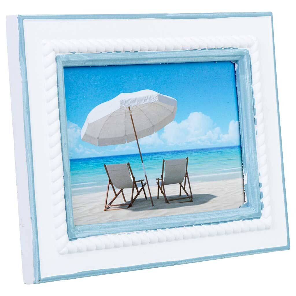 Porta fotos de madera 12x19 azul 19x2x24h cm
