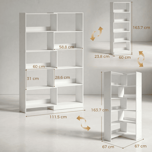 HOMCOM Estante Expansível 5 Níveis Estante para Livros Giratória 350° Largura Ajustável Convertível em L Reta ou Compacta para Sala Quarto Escritório 111,5x23,8x163,7 cm Branco HOMCOM Estante Expansível 5 Níveis Estante para Livros Giratória 350° Largura Ajustável Convertível em L Reta ou Compacta para Sala Quarto Escritório 111,5x23,8x163,7 cm Branco