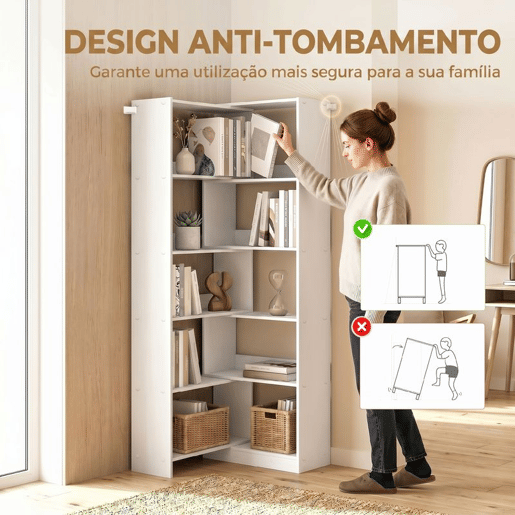 HOMCOM Estante Expansível 5 Níveis Estante para Livros Giratória 350° Largura Ajustável Convertível em L Reta ou Compacta para Sala Quarto Escritório 111,5x23,8x163,7 cm Branco HOMCOM Estante Expansível 5 Níveis Estante para Livros Giratória 350° Largura Ajustável Convertível em L Reta ou Compacta para Sala Quarto Escritório 111,5x23,8x163,7 cm Branco