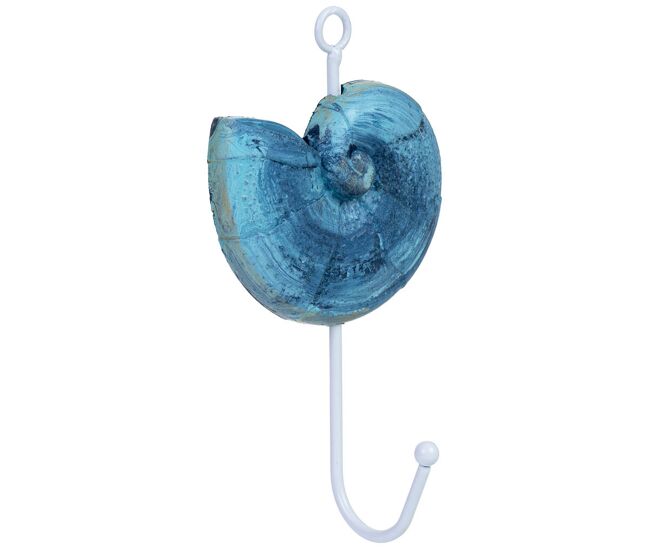 Percha de pared caracola de madera azul 10x4x16h cm