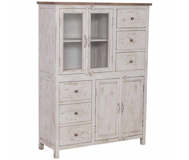 Vitrina de madera artesanal blanca 111x40x150h cm