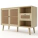 Aparador Estilo Natural con 2 Puertas de Ratán y 1 Cajón Aparador Estilo Natural con 2 Puertas de Ratán y 1 Cajón Roble