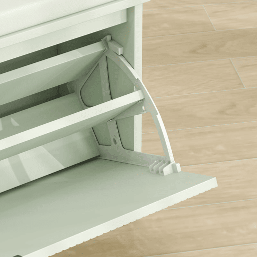 HOMCOM Banco Sapateira Estreito, Banco de Entrada com Assento Acolchoado, Gaveta Rebatível e Prateleira Ajustável, para 8 Pares de Sapatos, para Entrada ou Quarto, 80x26x47,5 cm, Verde Claro HOMCOM Banco Sapateira Estreito, Banco de Entrada com Assento Acolchoado, Gaveta Rebatível e Prateleira Ajustável, para 8 Pares de Sapatos, para Entrada ou Quarto, 80x26x47,5 cm, Verde Claro