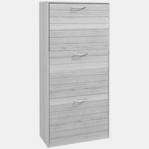 HOMCOM Sapateiro Estreito com 3 Portas Basculantes, Sapateira de Entrada com Prateleiras Ajustáveis para 12 Pares de Sapatos, para Corredor, Espaços Pequenos, Cinzento