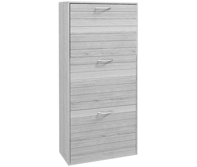 Homcom zapatero estrecho con 3 puertas abatibles, zapatero entrada recibidor, estantes ajustables, para 12 pares de zapatos, para pasillo, espacios