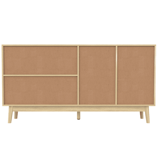 Aparador Natureza para Sala e Cozinha Móvel Auxiliar de Madeira MDF Buffet com 3 Portas de Correr de Rotim Natural 2 Gavetas e Pés de Madeira Maciça 155x38x80cm Madeira Aparador Natureza para Sala e Cozinha Móvel Auxiliar de Madeira MDF Buffet com 3 Portas de Correr de Rotim Natural 2 Gavetas e Pés de Madeira Maciça 155x38x80cm Madeira