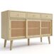 Aparador Retro de Madera y Ratán con 3 Puertas y 3 Cajones Aparador Retro de Madera y Ratán con 3 Puertas y 3 Cajones Roble