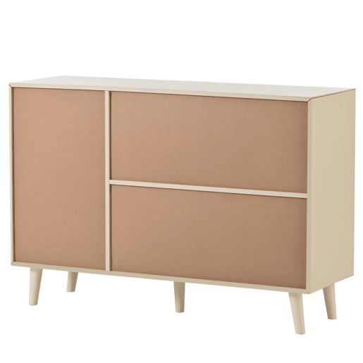Aparador de Sala de Estar Jantar Móvel Auxiliar com 2 Portas de Rotim Palhinha e 3 Gavetas Armário de Arrumação Grande com Pés de Madeira 120x40x82.5cm Crème Aparador de Sala de Estar Jantar Móvel Auxiliar com 2 Portas de Rotim Palhinha e 3 Gavetas Armário de Arrumação Grande com Pés de Madeira 120x40x82.5cm Crème