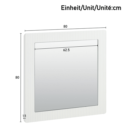 Espelho de parede quadrado 80x80 cm - moldura em madeira branca, design moderno e intemporal - branco Espelho de parede quadrado 80x80 cm - moldura em madeira branca, design moderno e intemporal - branco