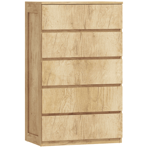 HOMCOM Cómoda de 5 Gavetas, Cómoda Moderna para Quarto, Sinfonier, Design sem Puxadores, Gaveteiro para Sala de Estar, Sala de Jantar, Entrada, 60x39x100 cm, Madeira Natural HOMCOM Cómoda de 5 Gavetas, Cómoda Moderna para Quarto, Sinfonier, Design sem Puxadores, Gaveteiro para Sala de Estar, Sala de Jantar, Entrada, 60x39x100 cm, Madeira Natural