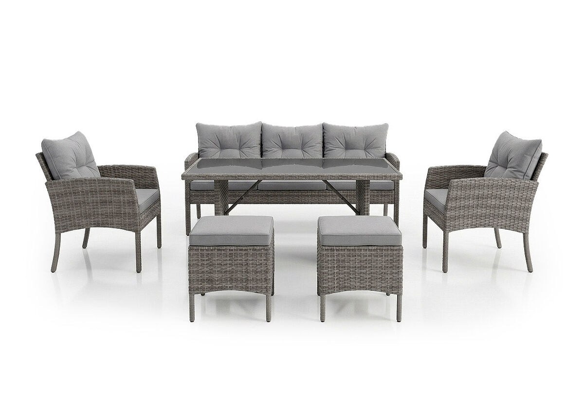 Sofa + Mesa + 2 Sillones + 2 pufs Ratan PE Sebas