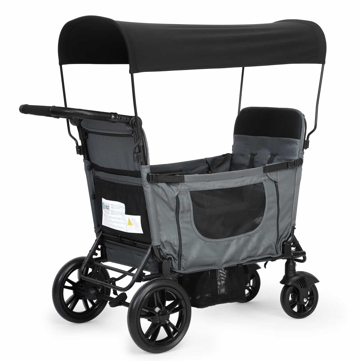 Carro plegable para 2 niños - asiento convertible en cama, manillar ajustable en 8 posiciones, capota con protección solar, bandeja, arnés de 5 puntos