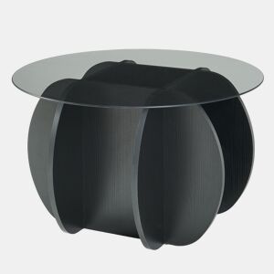 Mesa de centro Karhuvandi com tampo de vidro Ø70x40 cm PretoCinzento en.casa