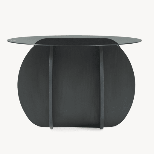 Mesa de centro Karhuvandi com tampo de vidro Ø70x40 cm PretoCinzento en.casa Mesa de centro Karhuvandi com tampo de vidro Ø70x40 cm PretoCinzento en.casa