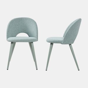Conjunto de 2 cadeiras de jantar Karijoki tecido e metal 77x50x55 cm - Verde claro en.casa