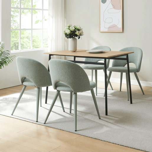 Conjunto de 2 cadeiras de jantar Karijoki tecido e metal 77x50x55 cm - Verde claro en.casa