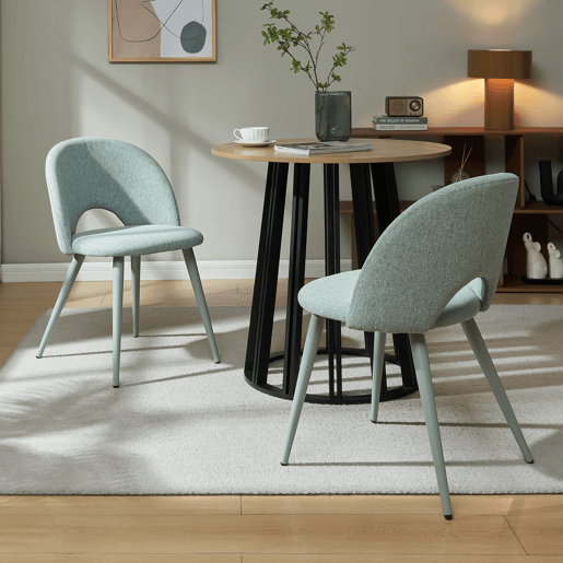 Conjunto de 2 cadeiras de jantar Karijoki tecido e metal 77x50x55 cm - Verde claro en.casa