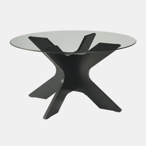 Mesa de centro Imi tampo de vidro fumado Ø70x35 cm PretoCinzento en.casa