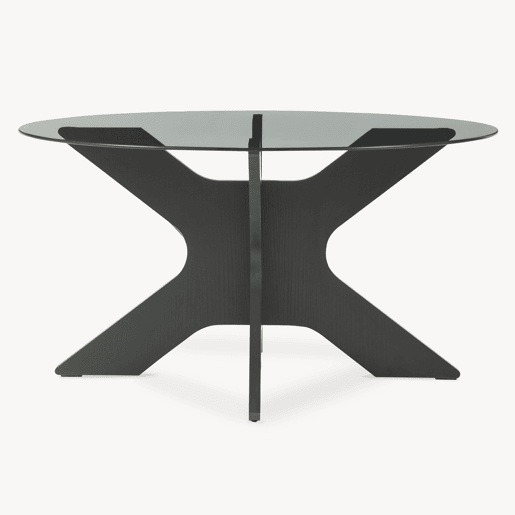 Mesa de centro Imi tampo de vidro fumado Ø70x35 cm PretoCinzento en.casa Mesa de centro Imi tampo de vidro fumado Ø70x35 cm PretoCinzento en.casa