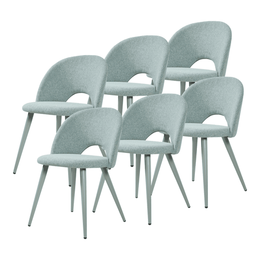 Conjunto de 6 cadeiras de jantar Karijoki tecido e metal 77x50x55 cm - Verde claro en.casa Conjunto de 6 cadeiras de jantar Karijoki tecido e metal 77x50x55 cm - Verde claro en.casa