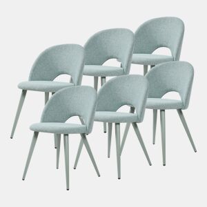 Conjunto de 6 cadeiras de jantar Karijoki tecido e metal 77x50x55 cm - Verde claro en.casa