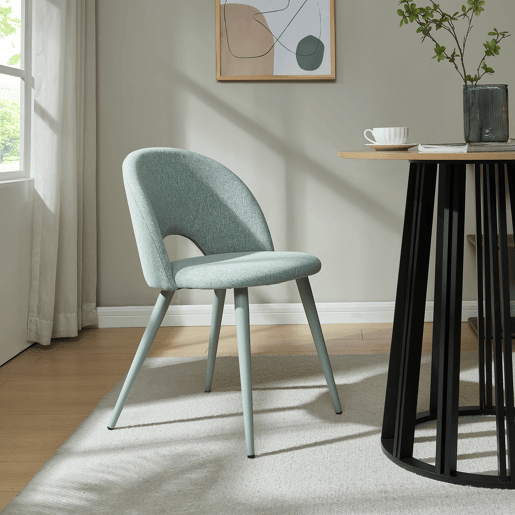 Conjunto de 6 cadeiras de jantar Karijoki tecido e metal 77x50x55 cm - Verde claro en.casa Conjunto de 6 cadeiras de jantar Karijoki tecido e metal 77x50x55 cm - Verde claro en.casa