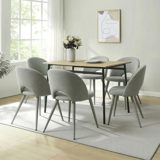 Conjunto de 6 cadeiras de jantar Karijoki tecido e metal 77x50x55 cm - Verde claro en.casa Conjunto de 6 cadeiras de jantar Karijoki tecido e metal 77x50x55 cm - Verde claro en.casa
