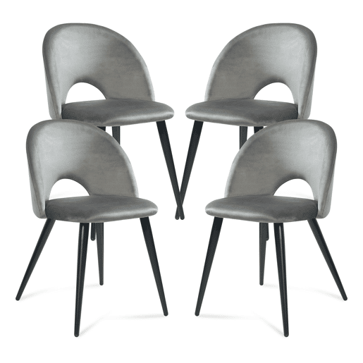 Conjunto de 4 cadeiras de jantar Karijoki veludo e metal 77 x 50 x 55 cm - Cinzento preto en.casa Conjunto de 4 cadeiras de jantar Karijoki veludo e metal 77 x 50 x 55 cm - Cinzento preto en.casa
