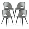 Conjunto de 4 cadeiras de jantar Karijoki veludo e metal 77 x 50 x 55 cm - Cinzento preto en.casa