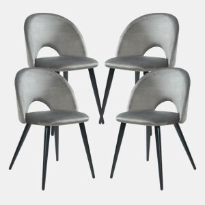Conjunto de 4 cadeiras de jantar Karijoki veludo e metal 77 x 50 x 55 cm - Cinzento preto en.casa