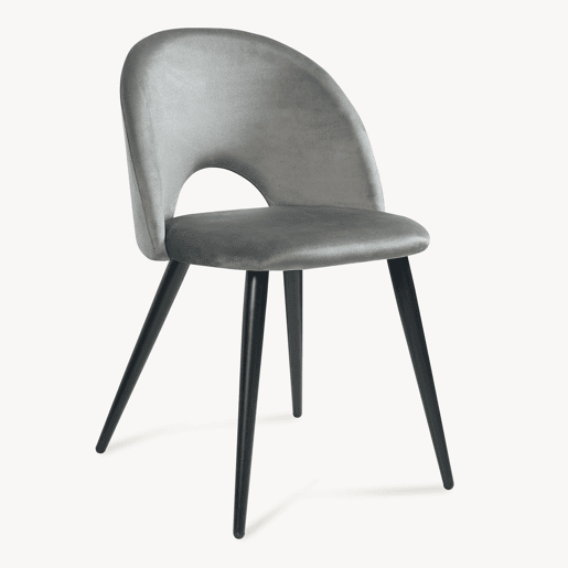 Conjunto de 4 cadeiras de jantar Karijoki veludo e metal 77 x 50 x 55 cm - Cinzento preto en.casa Conjunto de 4 cadeiras de jantar Karijoki veludo e metal 77 x 50 x 55 cm - Cinzento preto en.casa