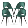 Conjunto de 4 cadeiras de jantar Karijoki veludo e metal 77 x 50 x 55 cm - Verde escuro preto en.casa