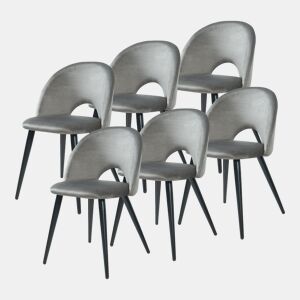 Conjunto de 6 cadeiras de jantar Karijoki veludo e metal 77 x 50 x 55 cm - Cinzento preto en.casa