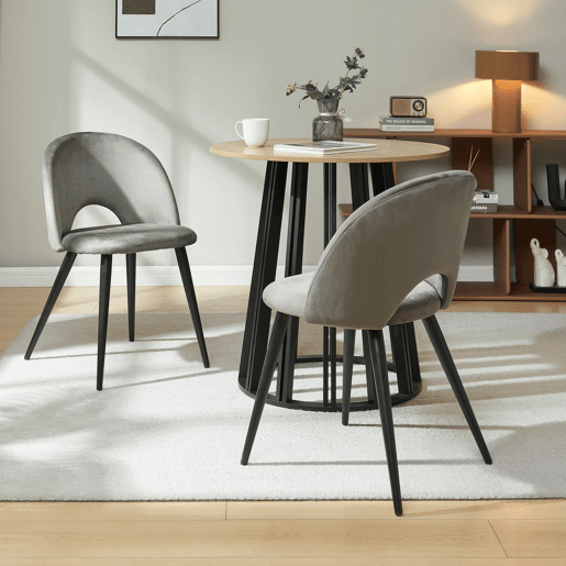 Conjunto de 6 cadeiras de jantar Karijoki veludo e metal 77 x 50 x 55 cm - Cinzento preto en.casa Conjunto de 6 cadeiras de jantar Karijoki veludo e metal 77 x 50 x 55 cm - Cinzento preto en.casa