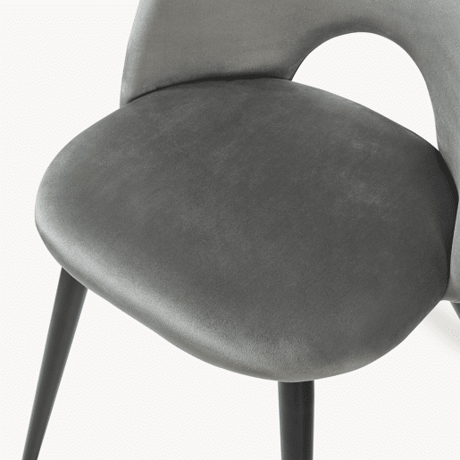 Conjunto de 6 cadeiras de jantar Karijoki veludo e metal 77 x 50 x 55 cm - Cinzento preto en.casa Conjunto de 6 cadeiras de jantar Karijoki veludo e metal 77 x 50 x 55 cm - Cinzento preto en.casa