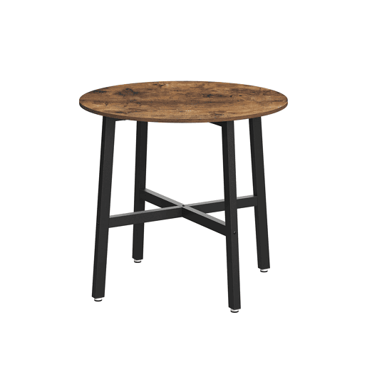 Mesa de jantar Ø80 cm, com painel para móveis, com pernas metálicas, acabamento castanhopreto. Mesa de jantar Ø80 cm, com painel para móveis, com pernas metálicas, acabamento castanhopreto.