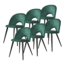 Conjunto de 6 cadeiras de jantar Karijoki veludo e metal 77 x 50 x 55 cm - Verde escuro preto en.casa