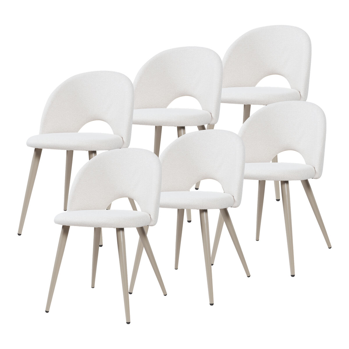 Juego de 6 sillas de comedor karijoki textil 77x50x55 cm beige [en.casa]