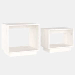 2pcs Mesas de Centro - Mesas baixas de encastrar pinho maciço branco