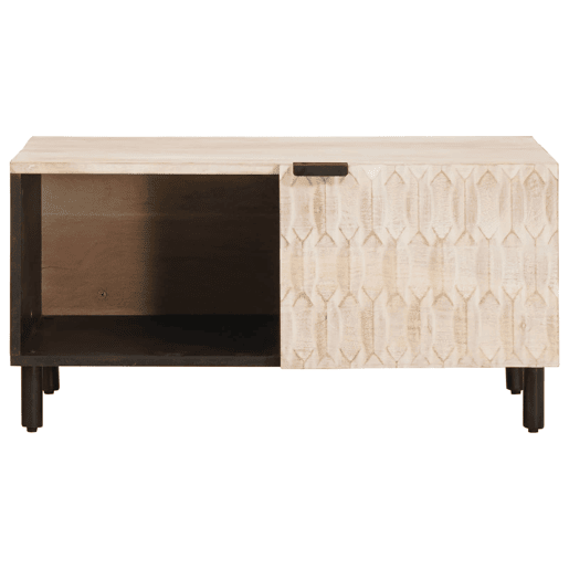 Mesa de Centro, Mesa baixa, Branco 80 x 50 x 40 cm Madeira de manga maciça Mesa de Centro, Mesa baixa, Branco 80 x 50 x 40 cm Madeira de manga maciça