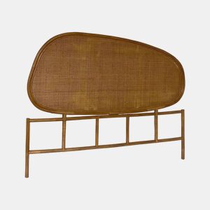 Cabeceira de cama em rattan escuro - 160x3x120 cm