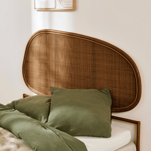 Cabeceira de cama em rattan escuro - 160x3x120 cm