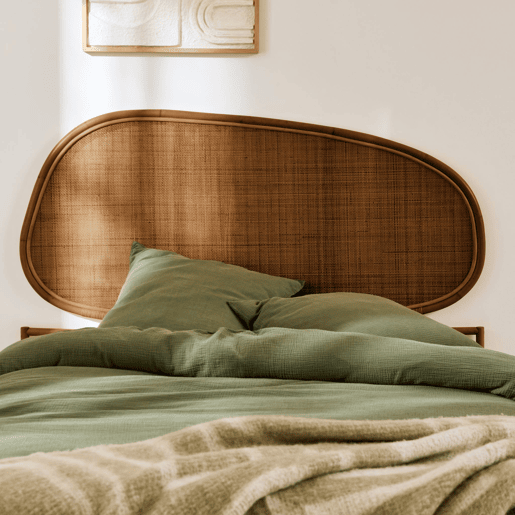 Cabeceira de cama em rattan escuro - 160x3x120 cm