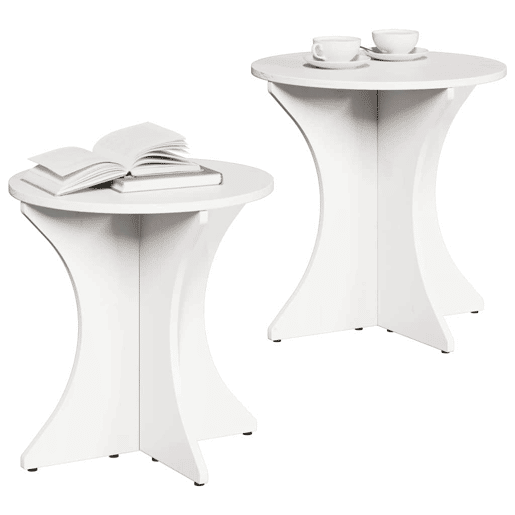 Conjunto de 2 Mesas de Centro, Mesas de Café Branco Madeira de pinho maciça Conjunto de 2 Mesas de Centro, Mesas de Café Branco Madeira de pinho maciça