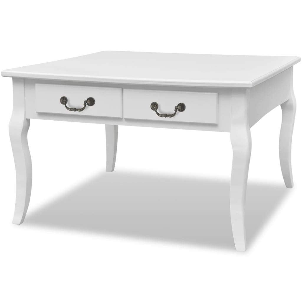 mesa de cafe - mesa de centro con 4 cajones blanco