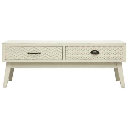 Mesa de Centro, Mesa baixa, 2 gavetas esculpidas 110x50x40 madeira cinzento Mesa de Centro, Mesa baixa, 2 gavetas esculpidas 110x50x40 madeira cinzento