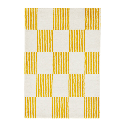 Tapete interior quadriculado amarelo e branco - 160x120x3 cm Tapete interior quadriculado amarelo e branco - 160x120x3 cm