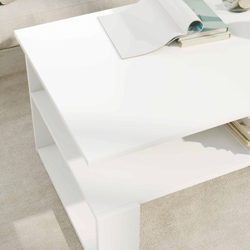 Mesa de Centro, Mesa baixa, Branco 90 x 50 x 40 cm Madeira processada Mesa de Centro, Mesa baixa, Branco 90 x 50 x 40 cm Madeira processada